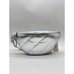On 34th Macy's quilted metallic nylon belt bag fanny pack waist pack - SILVER